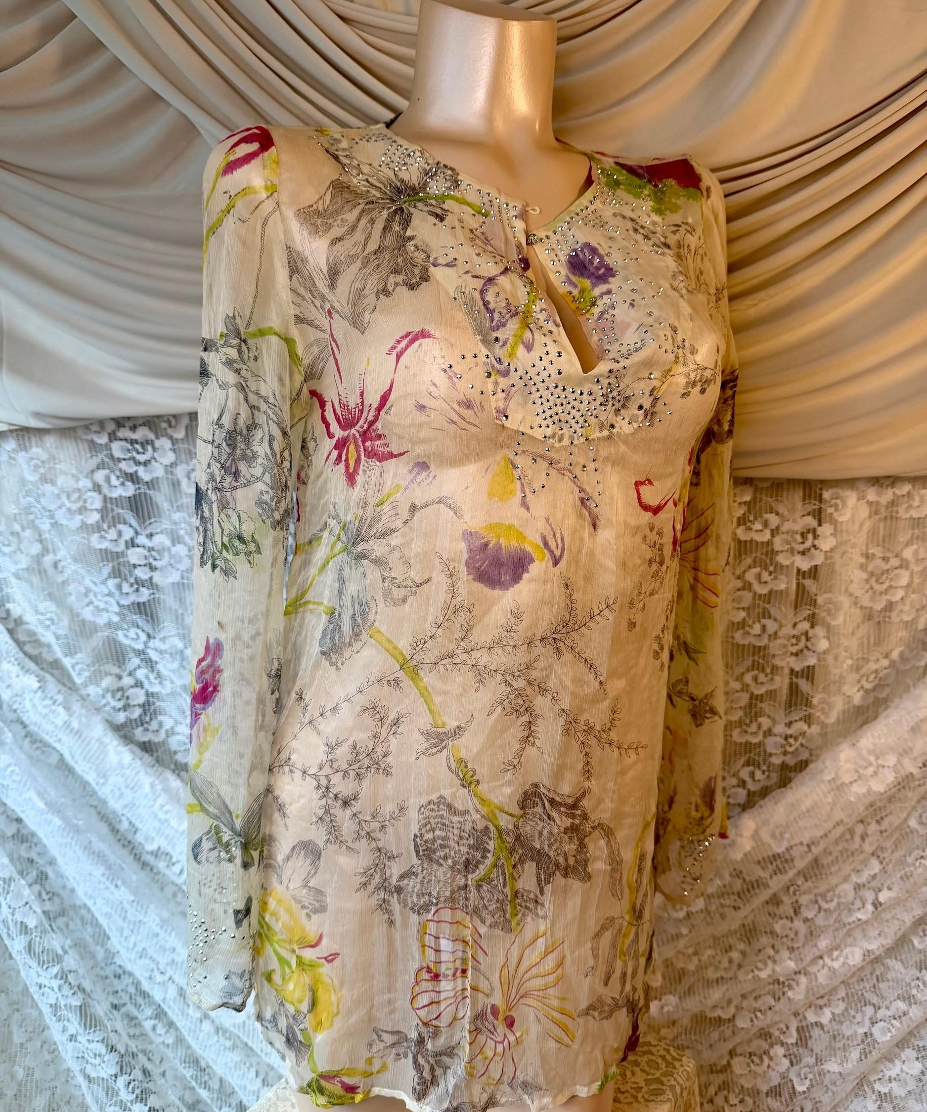 Y2K A.B.S. Orchid Silk Rhinestone Blouse
