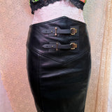 Tiptoe & Roll Faux Leather Buckle Mini Skirt