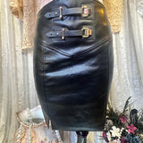 Tiptoe & Roll Faux Leather Buckle Mini Skirt
