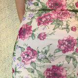 Y2K Romantic Rose Print Strapless Dress