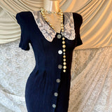 Cimaron Dress Navy Textured Midi Dress