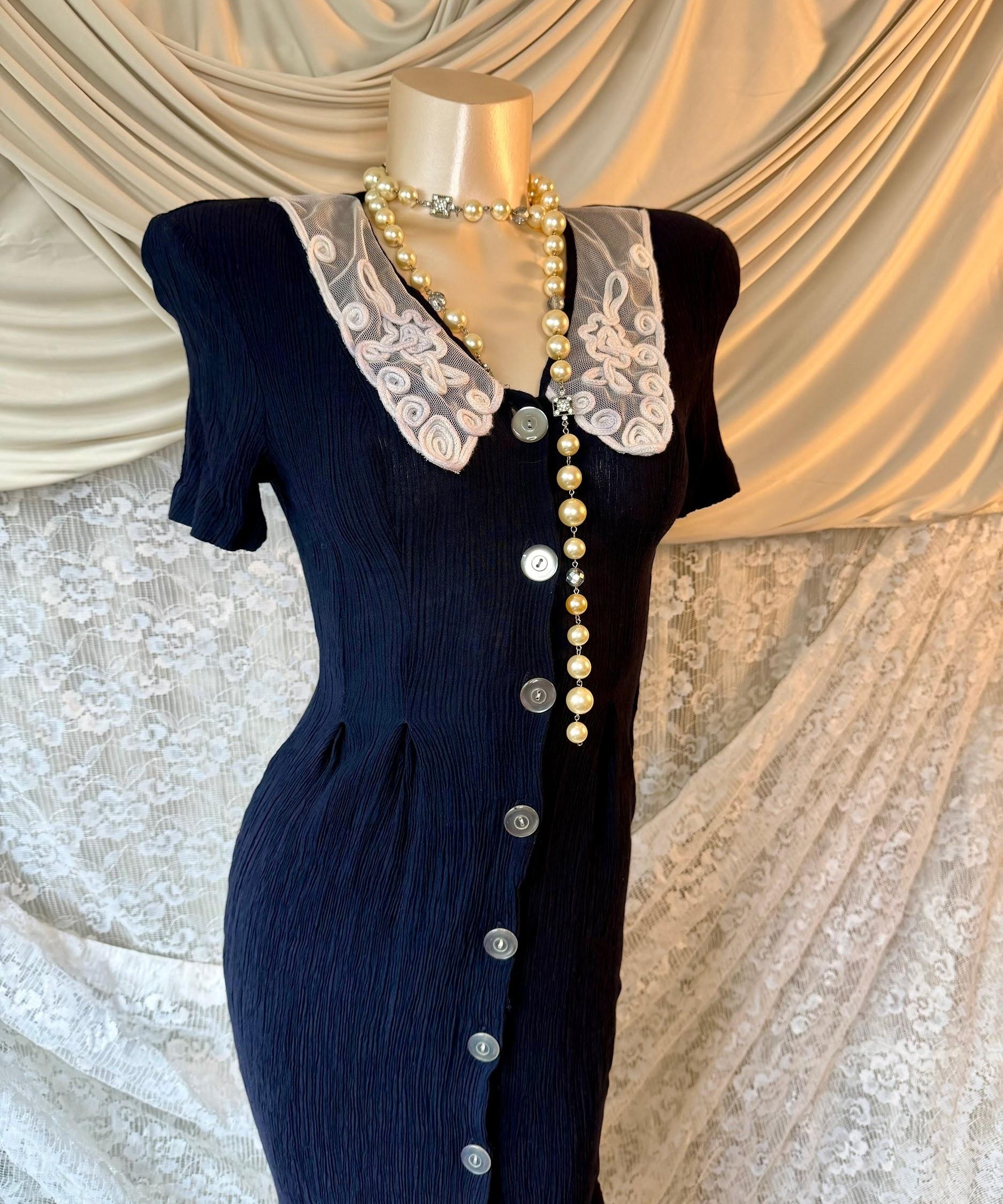 Cimaron Dress Navy Textured Midi Dress