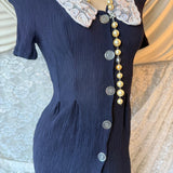 Cimaron Dress Navy Textured Midi Dress