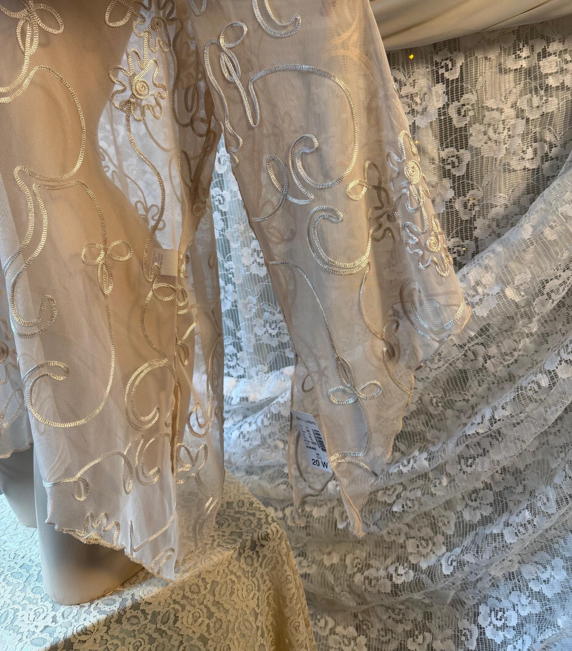 DressBarn Woman Collection Embroidered Sheer Mesh Blouse