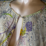 Y2K A.B.S. Orchid Silk Rhinestone Blouse