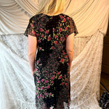 Y2K Dress Barn Rose Print Chiffon Midi Dress