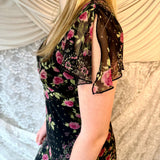 Y2K Dress Barn Rose Print Chiffon Midi Dress