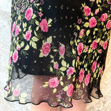 Y2K Dress Barn Rose Print Chiffon Midi Dress