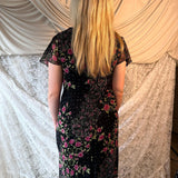 Y2K Dress Barn Rose Print Chiffon Midi Dress