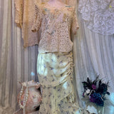 Iris Butter Yellow Floral Ruffle Midi Skirt