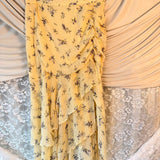Iris Butter Yellow Floral Ruffle Midi Skirt