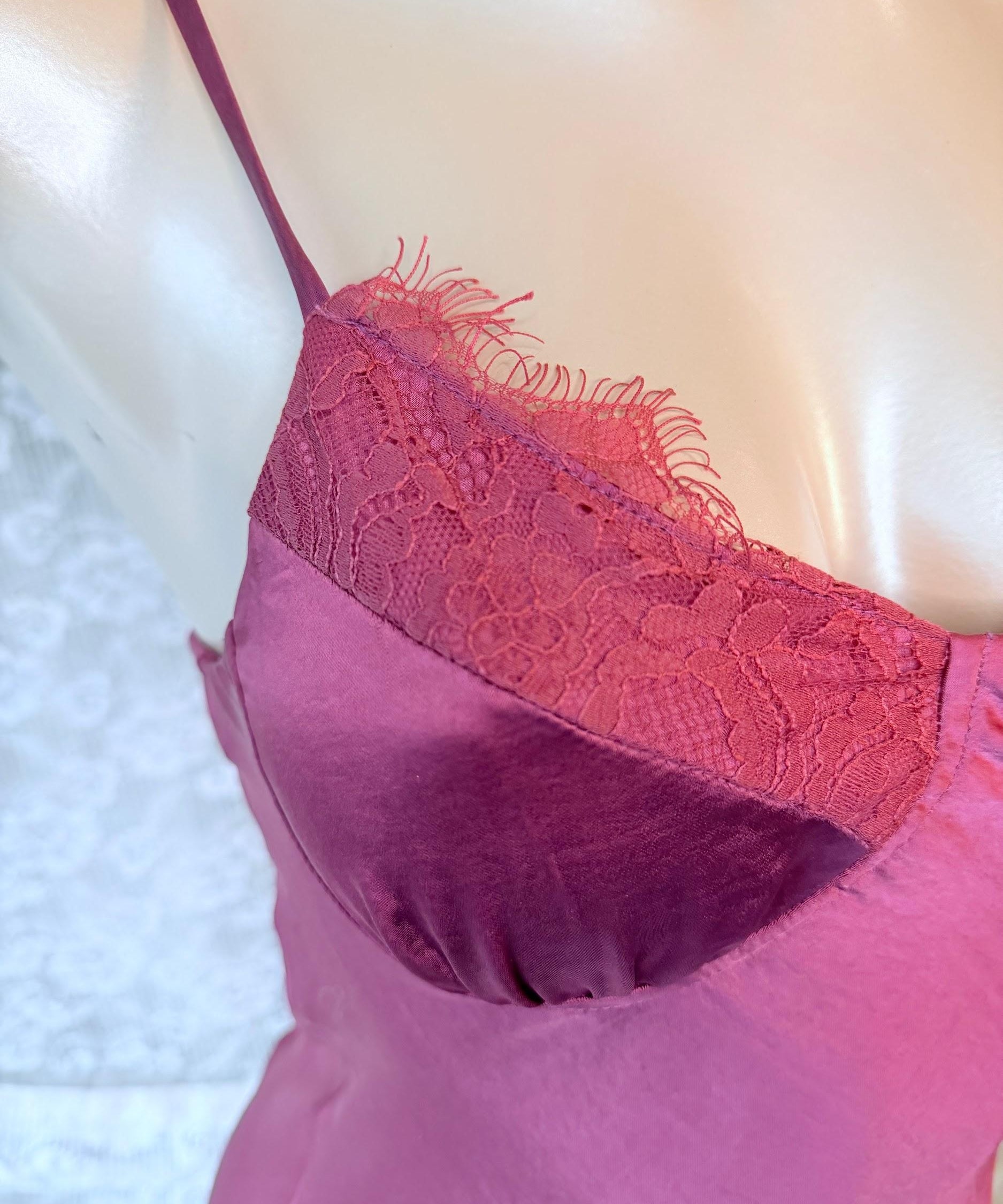 VERGE GIRL Raspberry Satin Slip Dress