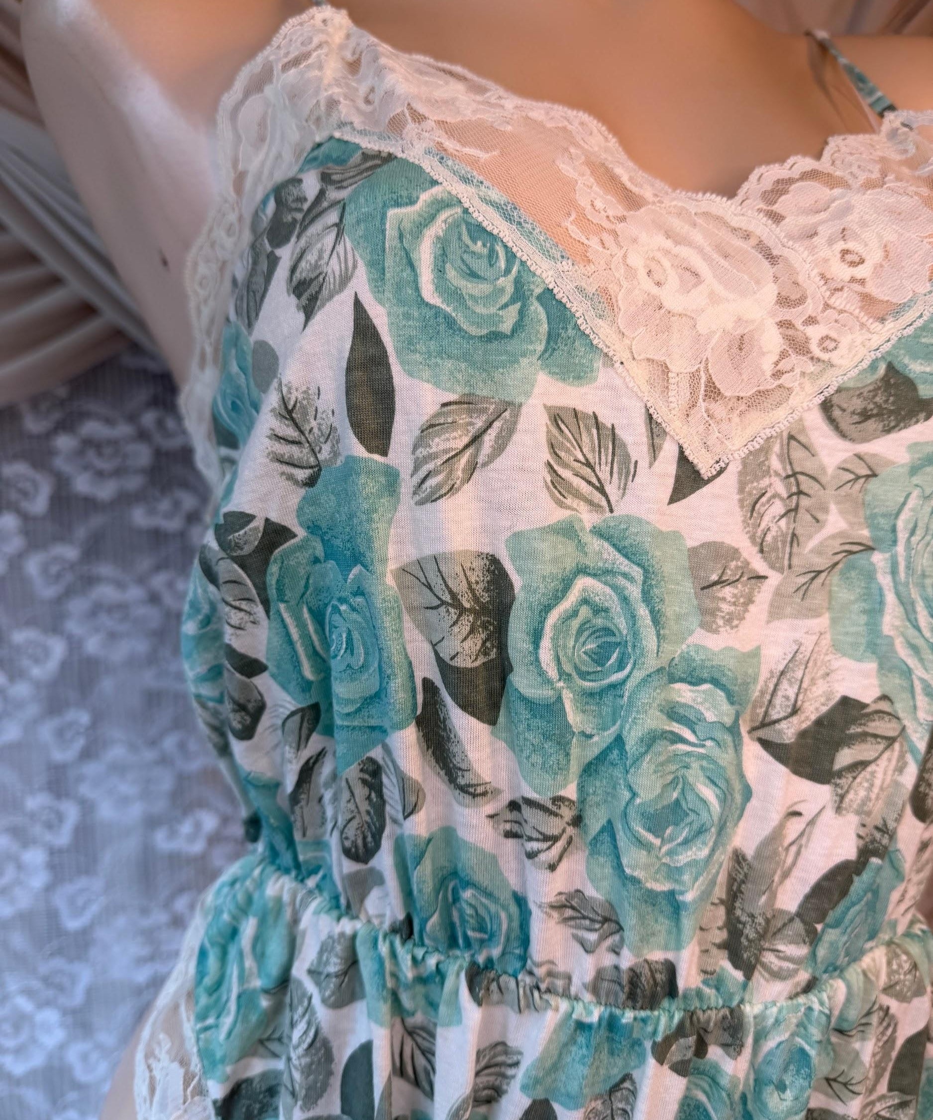 Garlands Blue Rose Lace Teddy