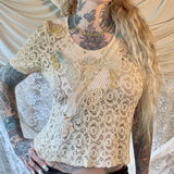 Italian Y2K Patchwork Lace Top