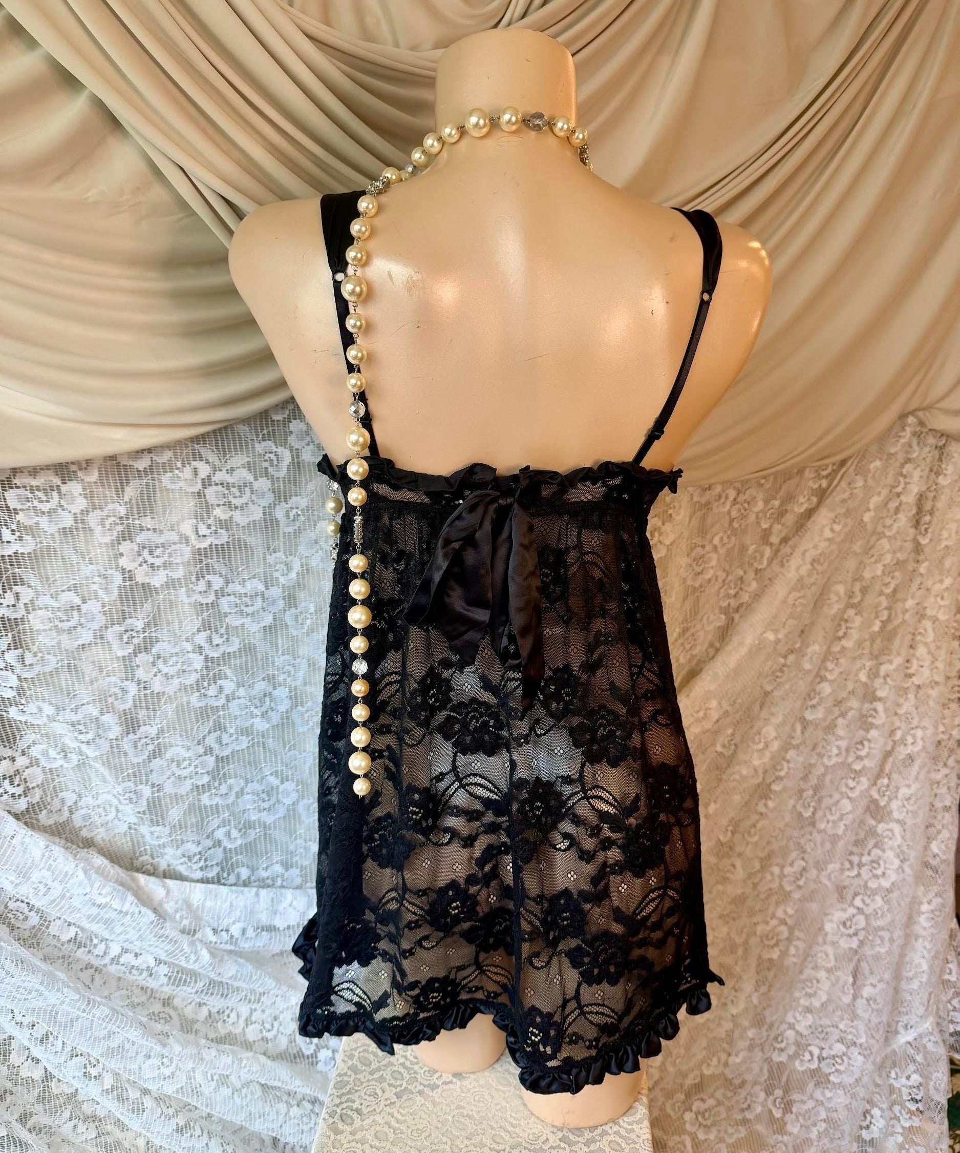 Sheer Black Lace Babydoll Cami
