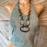 Cheryl Creations Deadstock Y2K Faux Suede Halter Top